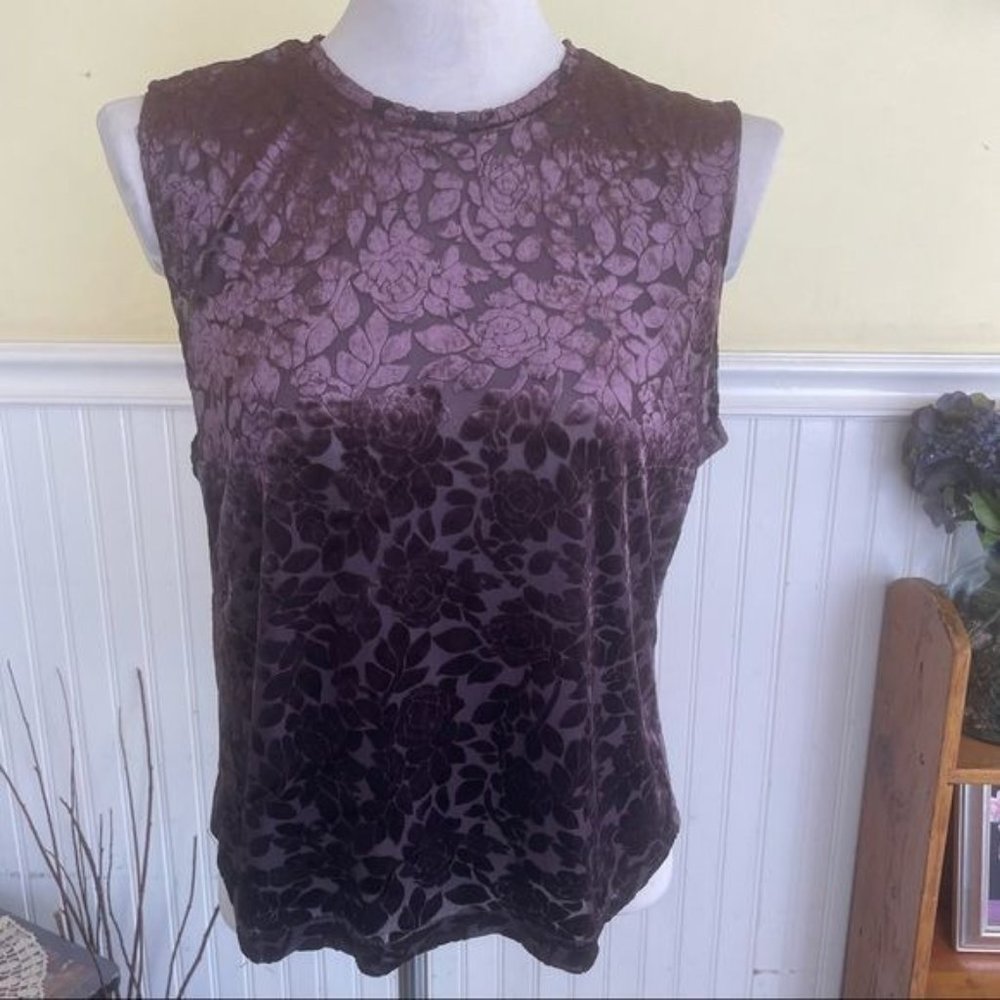Banana republic Y2k velvet brocade tank top sleeveless purple textured top S
